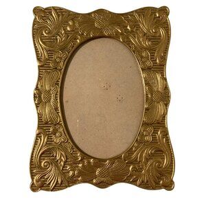Vintage Art Nouveau Style Brass Floral Picture Frame Table Top Decor